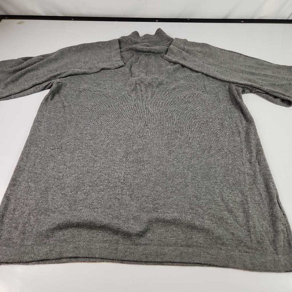 Eddie Bauer Mens Pullover Sweater Gray Solid Mock Neck 1/4 Zip Tight Knit Logo M - Picture 3 of 5